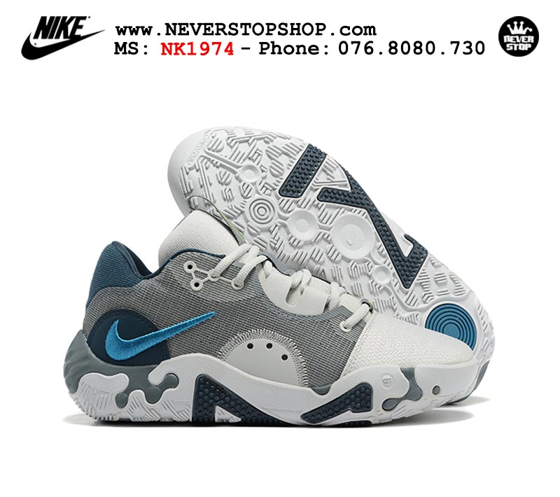 Giày bóng rổ nam Nike PG 6.0 Xám Xanh Hồng bản đẹp chuẩn replica 1:1 authentic giá rẻ tại NeverStop Sneaker Shop Quận 3 HCM
