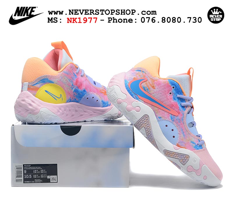 Giày bóng rổ nam Nike PG 6.0 Hồng Xanh bản đẹp chuẩn replica 1:1 authentic giá rẻ tại NeverStop Sneaker Shop Quận 3 HCM