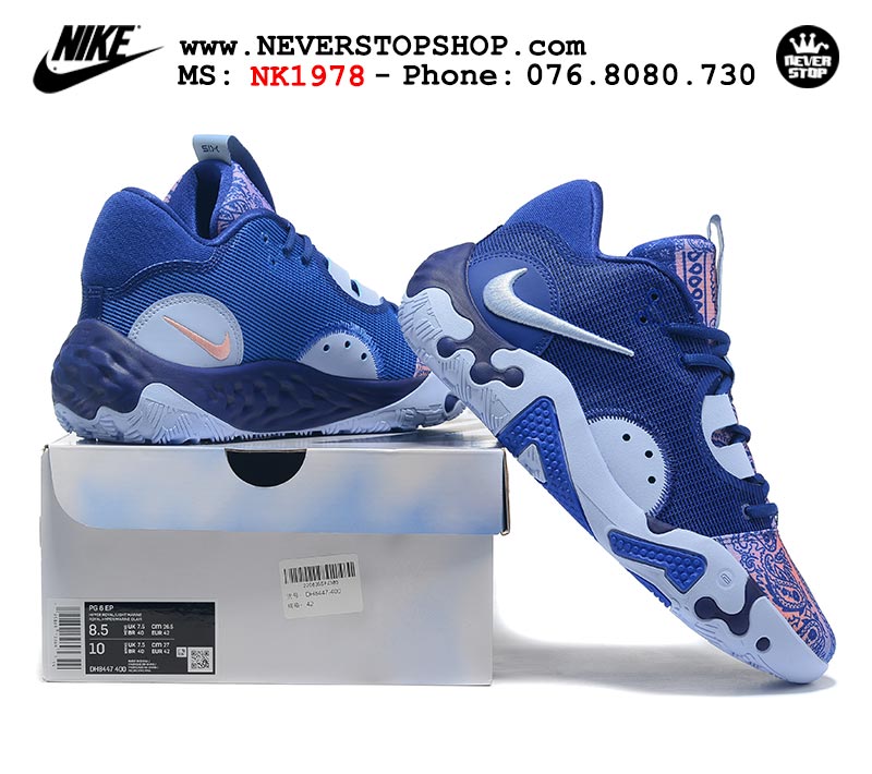 Giày bóng rổ nam Nike PG 6.0 Xanh Dương bản đẹp chuẩn replica 1:1 authentic giá rẻ tại NeverStop Sneaker Shop Quận 3 HCM