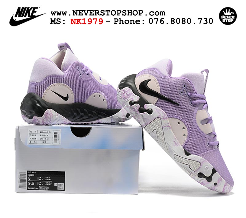 Giày bóng rổ nam Nike PG 6.0 Tím Trắng bản đẹp chuẩn replica 1:1 authentic giá rẻ tại NeverStop Sneaker Shop Quận 3 HCM
