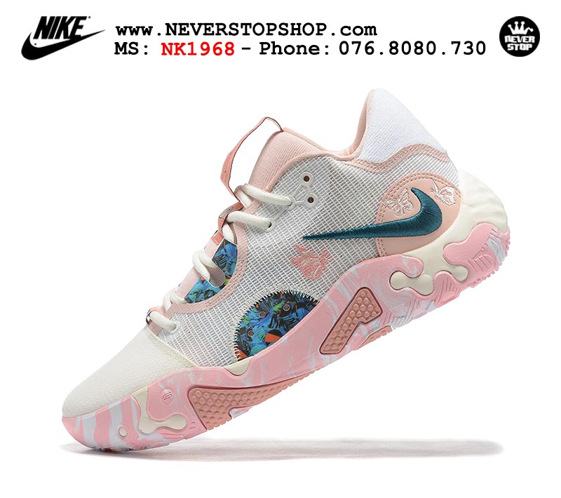 Giày bóng rổ nam Nike PG 6.0 Trắng Hồng bản đẹp chuẩn replica 1:1 authentic giá rẻ tại NeverStop Sneaker Shop Quận 3 HCM