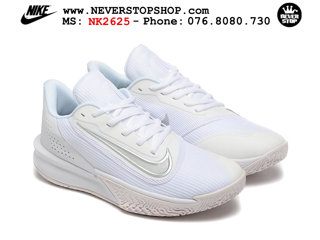 Giày bóng rổ Nike Precision 7 Trắng nam nữ hàng đẹp chuẩn best quality batch rep 1:1 như chính hãng real giá rẻ tại NeverStop Sneaker Shop HCM