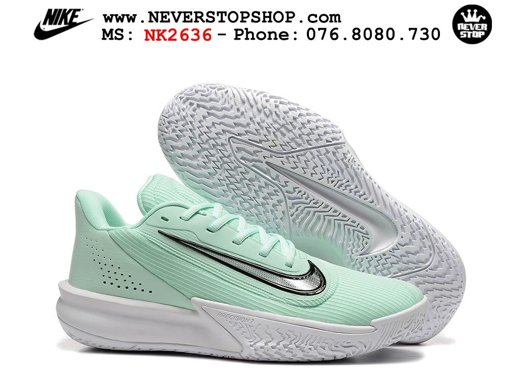 Giày bóng rổ Nike Precision 7 Xanh Trắng nam nữ hàng đẹp chuẩn best quality batch rep 1:1 như chính hãng real giá rẻ tại NeverStop Sneaker Shop HCM