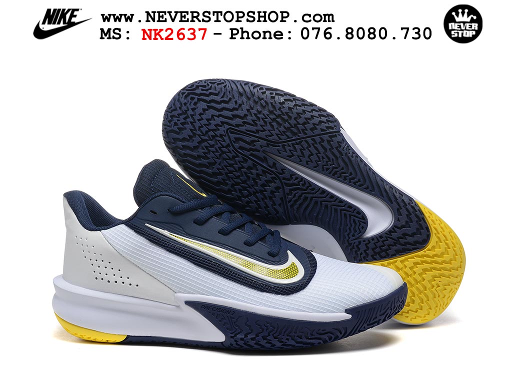 Giày bóng rổ Nike Precision 7 Xanh Dương Trắng nam nữ hàng đẹp chuẩn best quality batch rep 1:1 như chính hãng real giá rẻ tại NeverStop Sneaker Shop HCM