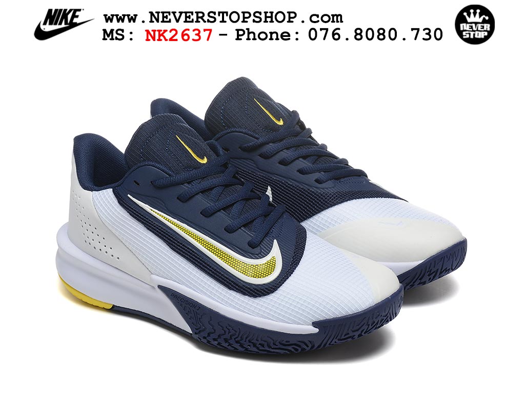 Giày bóng rổ Nike Precision 7 Xanh Dương Trắng nam nữ hàng đẹp chuẩn best quality batch rep 1:1 như chính hãng real giá rẻ tại NeverStop Sneaker Shop HCM