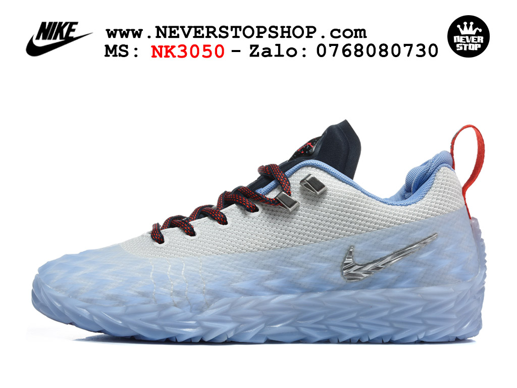 Giày bóng rổ outdoor Nike ST Charge Trắng Xanh đế XDR-X chống mòn cực tốt kèm Air Zoom hàng like auth replica 1:1 giá rẻ tại NeverStop Sneaker Shop HCM