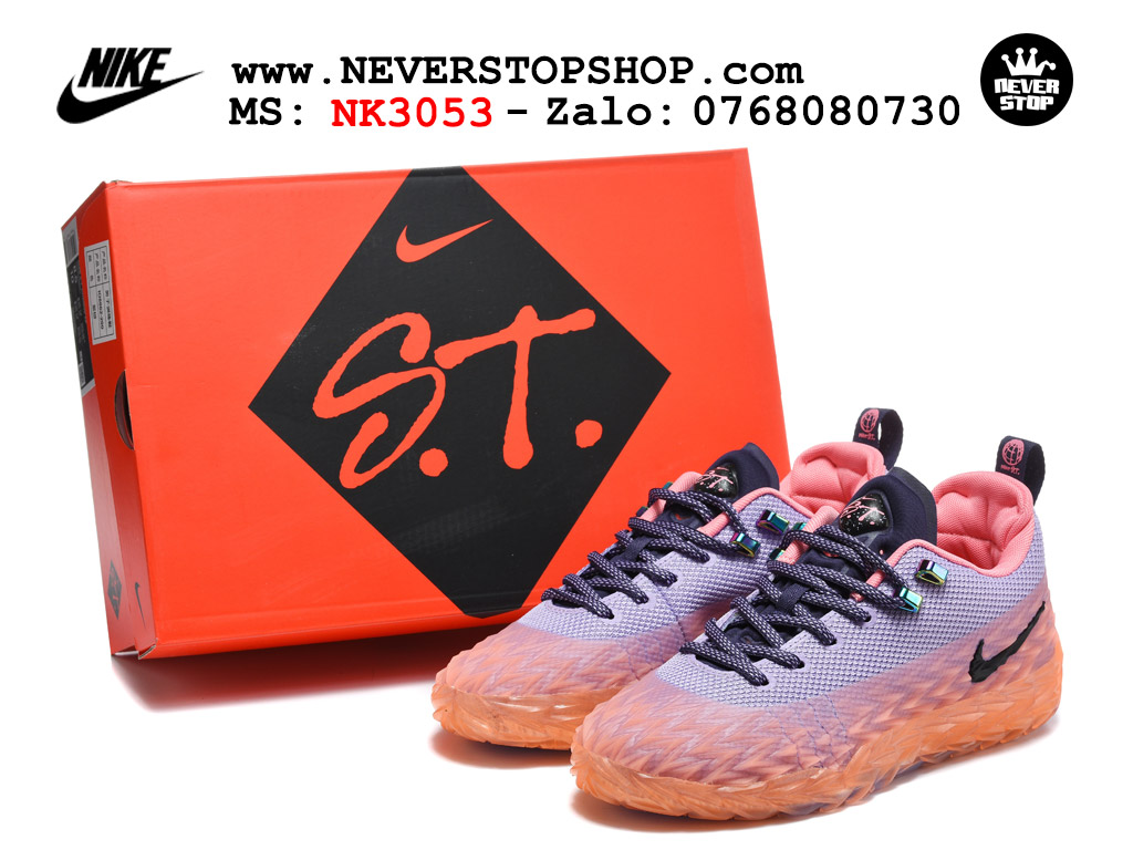 Giày bóng rổ outdoor Nike ST Charge Cam Tím đế XDR-X chống mòn cực tốt kèm Air Zoom hàng like auth replica 1:1 giá rẻ tại NeverStop Sneaker Shop HCM
