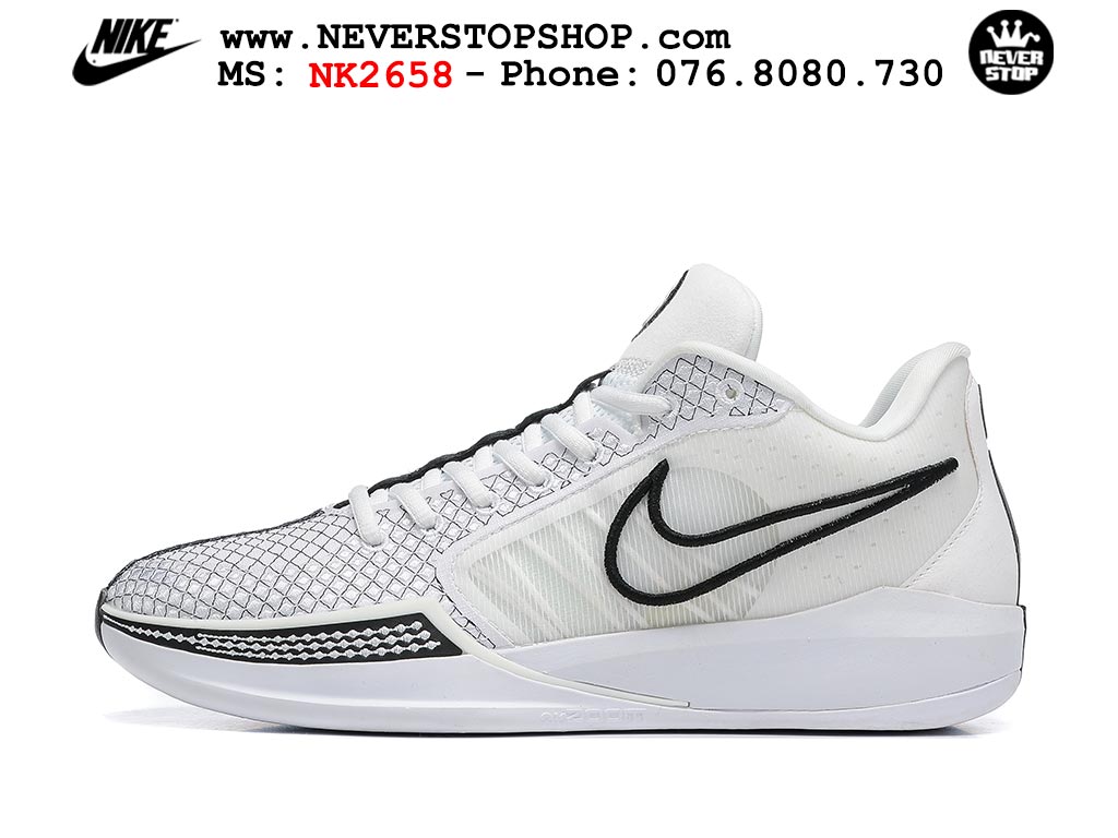 Giày bóng rổ outdoor Nike Sabrina 1 Trắng Đen hàng đẹp best batch quality replica 1:1 chính hãng giá rẻ tại NeverStop Sneaker Shop Hồ Chí Minh