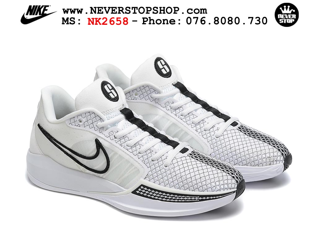 Giày bóng rổ outdoor Nike Sabrina 1 Trắng Đen hàng đẹp best batch quality replica 1:1 chính hãng giá rẻ tại NeverStop Sneaker Shop Hồ Chí Minh