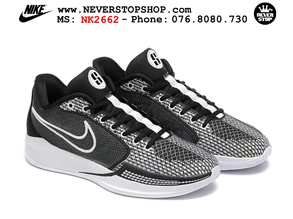 Giày bóng rổ outdoor Nike Sabrina 1 Đen Trắng hàng đẹp best batch quality replica 1:1 chính hãng giá rẻ tại NeverStop Sneaker Shop Hồ Chí Minh