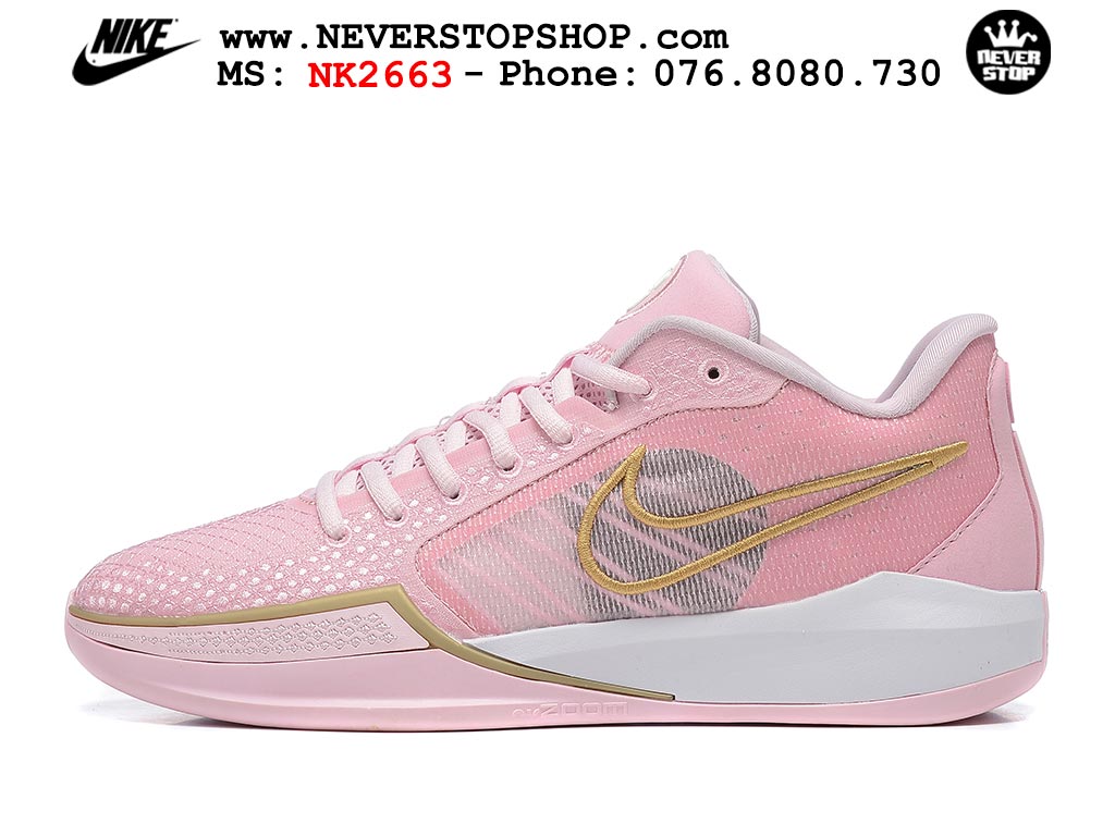 Giày bóng rổ outdoor Nike Sabrina 1 Hồng Trắng hàng đẹp best batch quality replica 1:1 chính hãng giá rẻ tại NeverStop Sneaker Shop Hồ Chí Minh