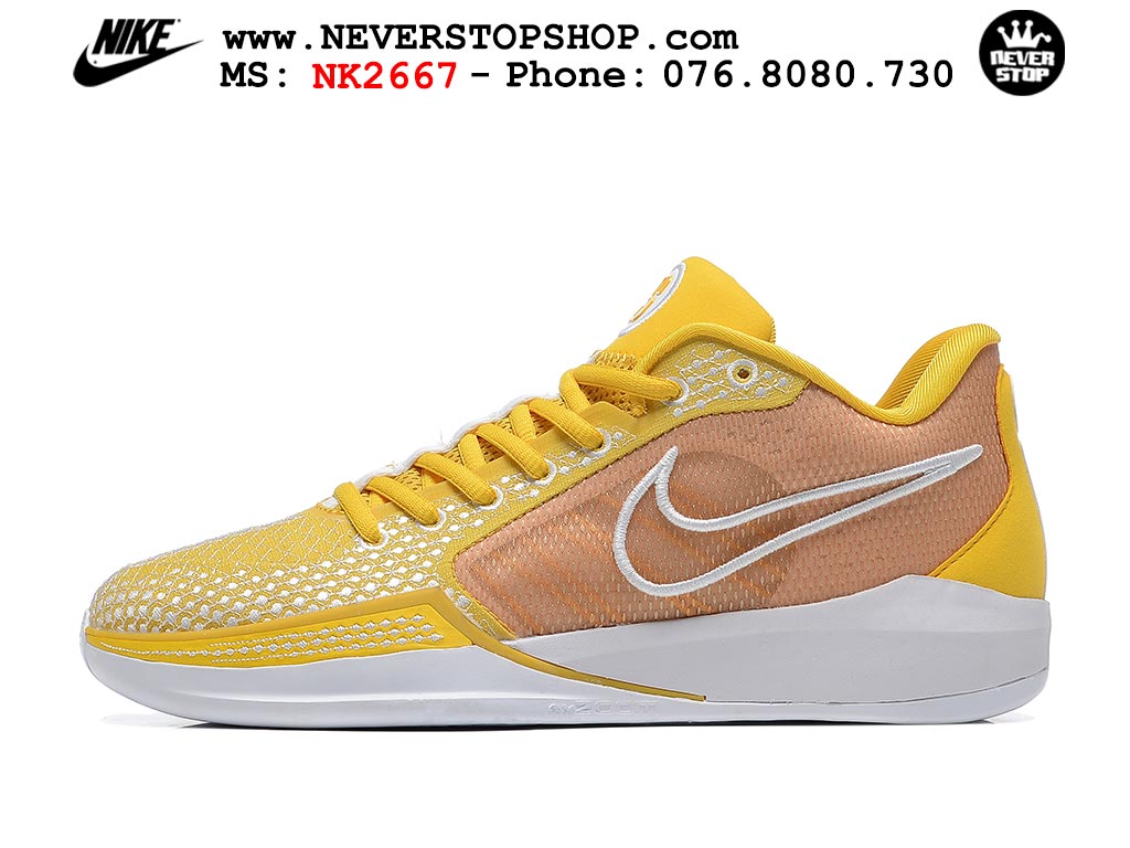 Giày bóng rổ outdoor Nike Sabrina 1 Vàng Nâu hàng đẹp best batch quality replica 1:1 chính hãng giá rẻ tại NeverStop Sneaker Shop Hồ Chí Minh