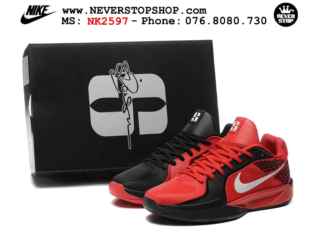 Giày bóng rổ Nike Sabrina 2 Đen Đỏ nam nữ hàng đẹp chuẩn best quality batch rep 1:1 như chính hãng real giá rẻ tại NeverStop Sneaker Shop HCM