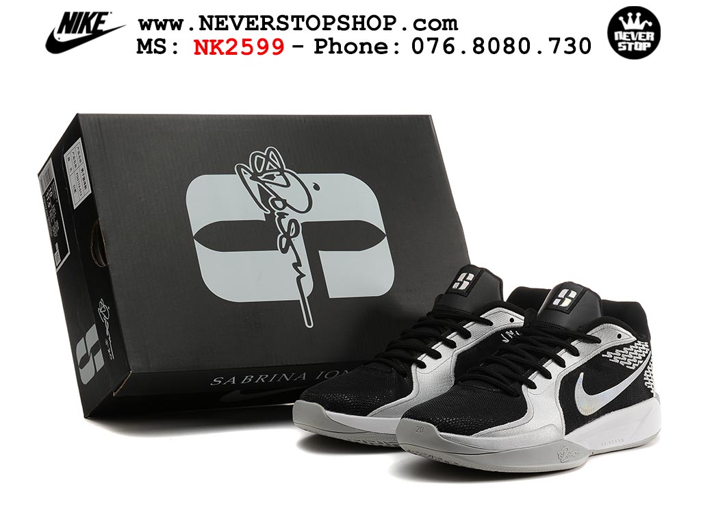 Giày bóng rổ Nike Sabrina 2 Đen Xám nam nữ hàng đẹp chuẩn best quality batch rep 1:1 như chính hãng real giá rẻ tại NeverStop Sneaker Shop HCM