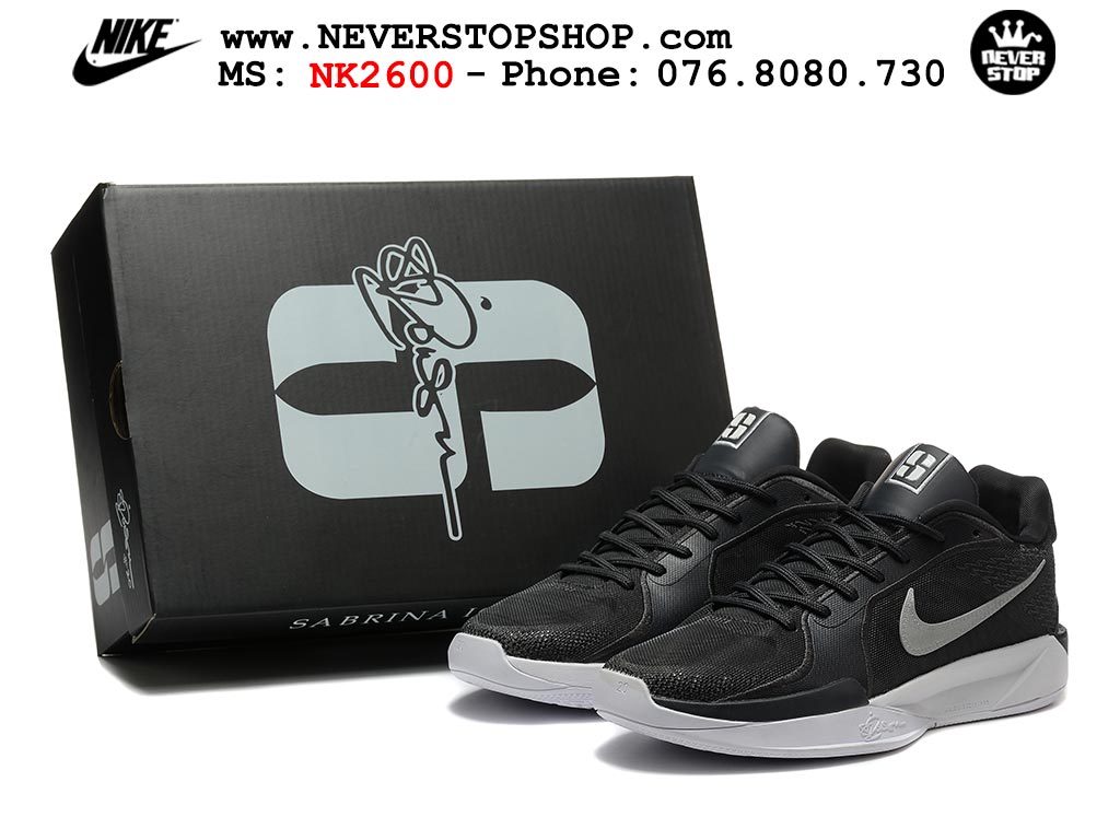 Giày bóng rổ Nike Sabrina 2 Đen Trắng nam nữ hàng đẹp chuẩn best quality batch rep 1:1 như chính hãng real giá rẻ tại NeverStop Sneaker Shop HCM