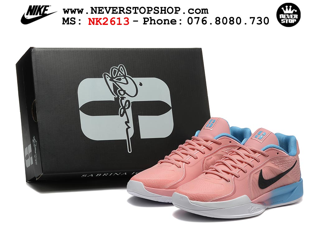 Giày bóng rổ Nike Sabrina 2 Hồng Xanh Dương nam nữ hàng đẹp chuẩn best quality batch rep 1:1 như chính hãng real giá rẻ tại NeverStop Sneaker Shop HCM