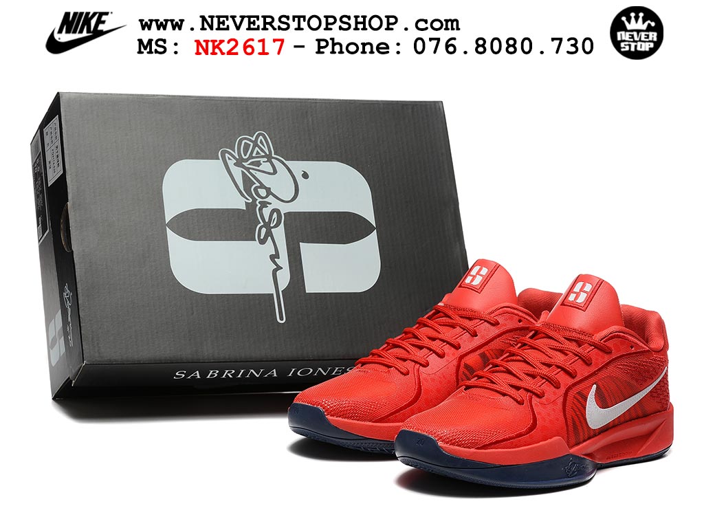 Giày bóng rổ Nike Sabrina 2 Đỏ Trắng nam nữ hàng đẹp chuẩn best quality batch rep 1:1 như chính hãng real giá rẻ tại NeverStop Sneaker Shop HCM