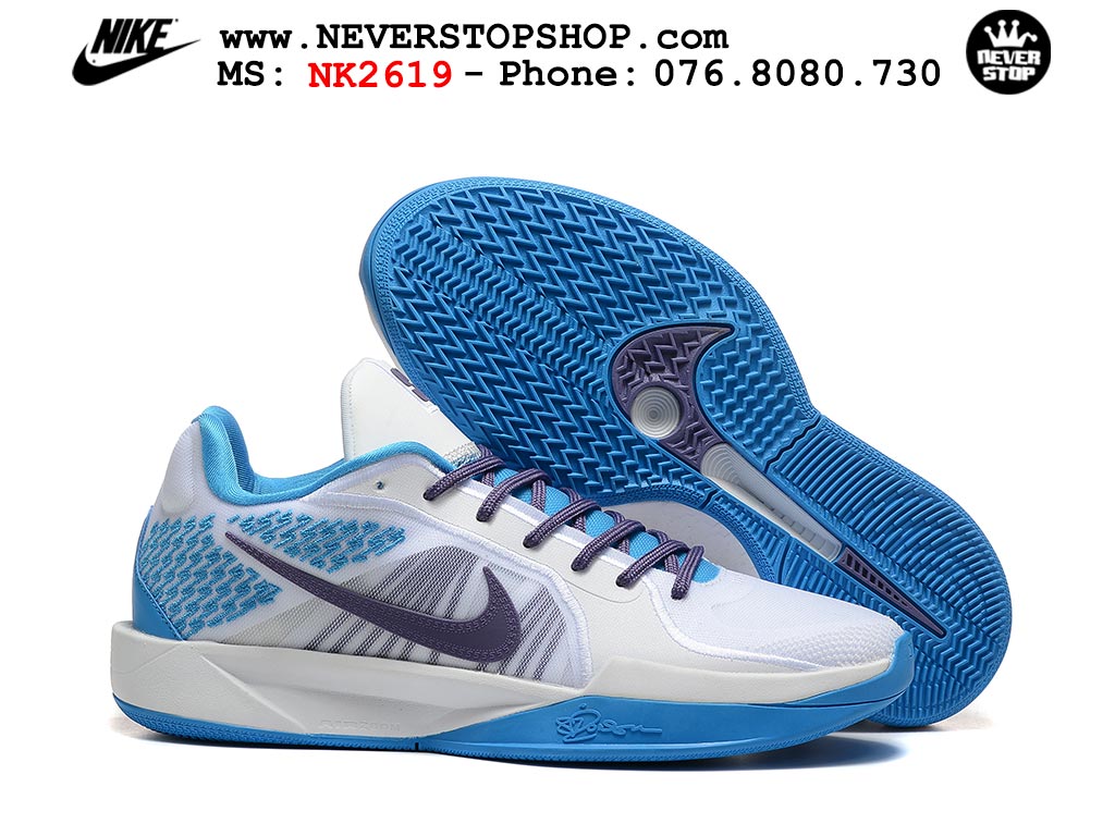 Giày bóng rổ Nike Sabrina 2 Trắng Xanh Dương nam nữ hàng đẹp chuẩn best quality batch rep 1:1 như chính hãng real giá rẻ tại NeverStop Sneaker Shop HCM