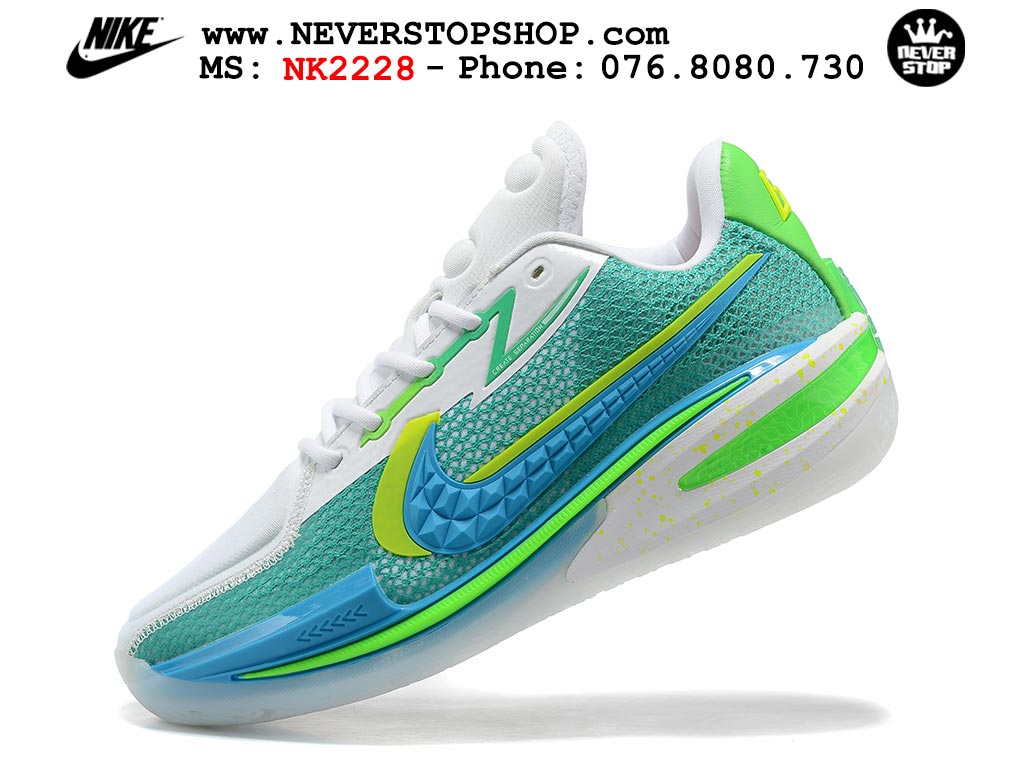 Giày bóng rổ nam Nike Zoom GT Cut 1 Xanh Trắng hàng đẹp siêu cấp replica 1:1 giá rẻ tại NeverStop Sneaker Shop Quận 3 HCM