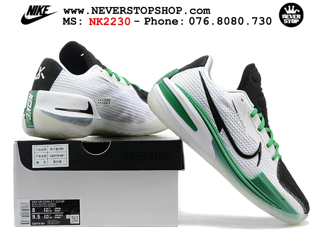 Giày bóng rổ nam Nike Zoom GT Cut 1 Trắng Xanh Lá hàng đẹp siêu cấp replica 1:1 giá rẻ tại NeverStop Sneaker Shop Quận 3 HCM