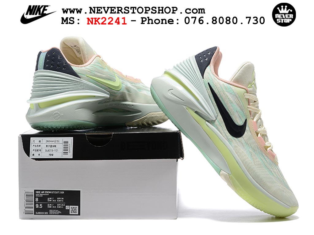 Giày bóng rổ nam Nike Zoom GT Cut 2 Xanh Lá Trắng hàng đẹp siêu cấp replica 1:1 giá rẻ tại NeverStop Sneaker Shop Hồ Chí Minh