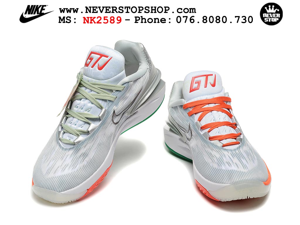 Giày bóng rổ nam Nike Zoom GT Cut 2 Xám Cam hàng đẹp siêu cấp replica 1:1 giá rẻ tại NeverStop Sneaker Shop Hồ Chí Minh