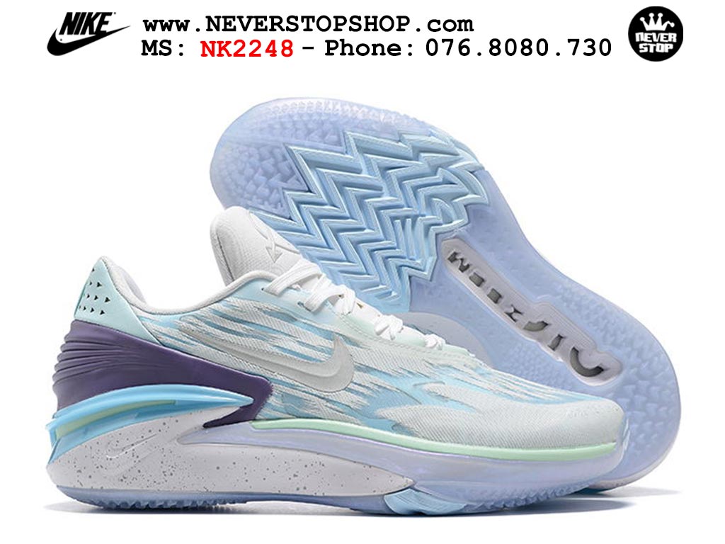 Giày bóng rổ nam Nike Zoom GT Cut 2 Trắng Tím hàng đẹp siêu cấp replica 1:1 giá rẻ tại NeverStop Sneaker Shop Hồ Chí Minh