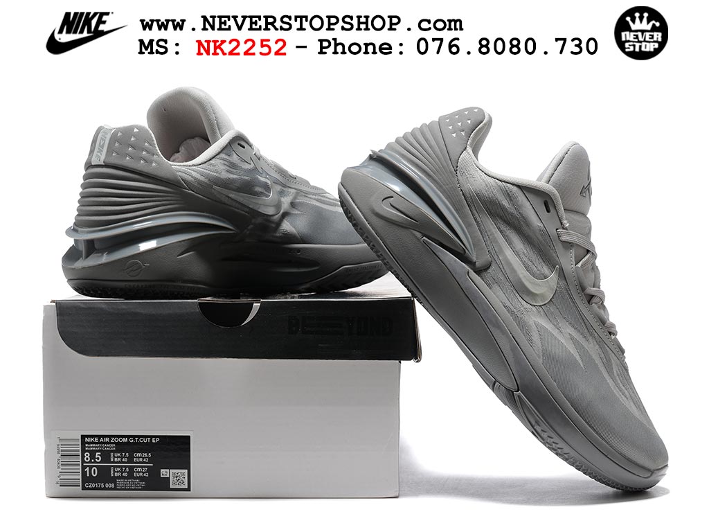 Giày bóng rổ nam Nike Zoom GT Cut 2 Xám hàng đẹp siêu cấp replica 1:1 giá rẻ tại NeverStop Sneaker Shop Hồ Chí Minh