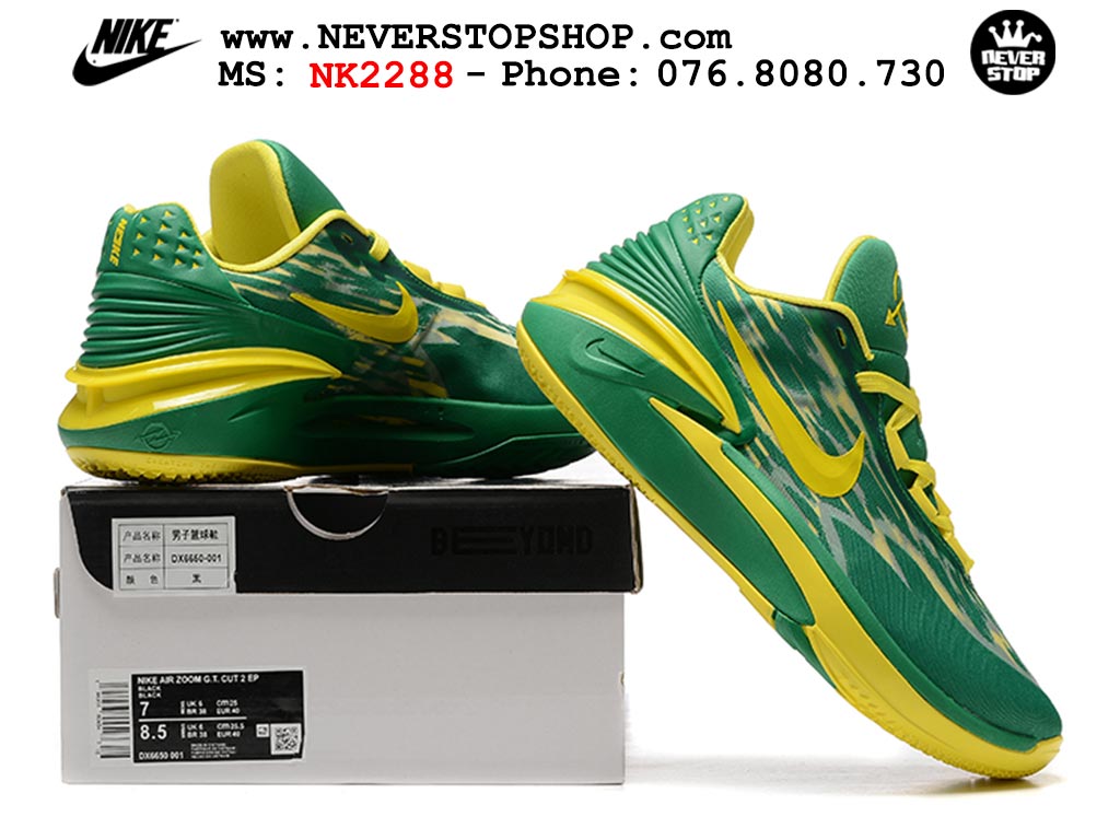 Giày bóng rổ nam Nike Zoom GT Cut 2 Xanh Lá Vàng hàng đẹp siêu cấp replica 1:1 giá rẻ tại NeverStop Sneaker Shop Hồ Chí Minh