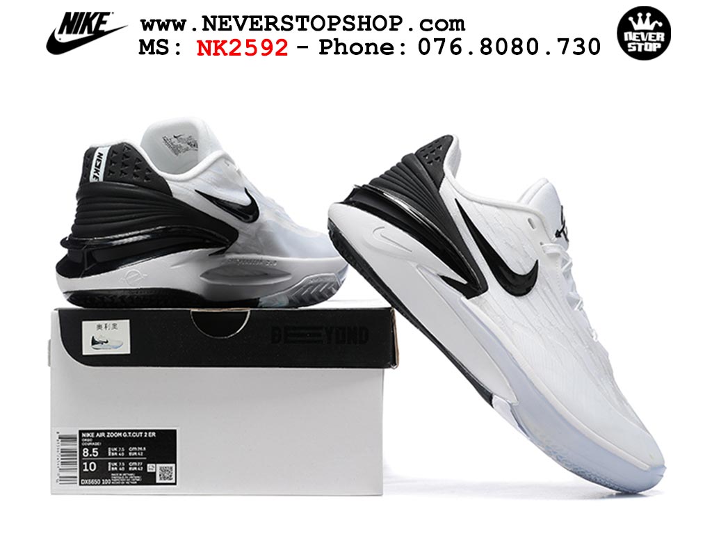 Giày bóng rổ nam Nike Zoom GT Cut 2 Trắng Đen hàng đẹp siêu cấp replica 1:1 giá rẻ tại NeverStop Sneaker Shop Hồ Chí Minh