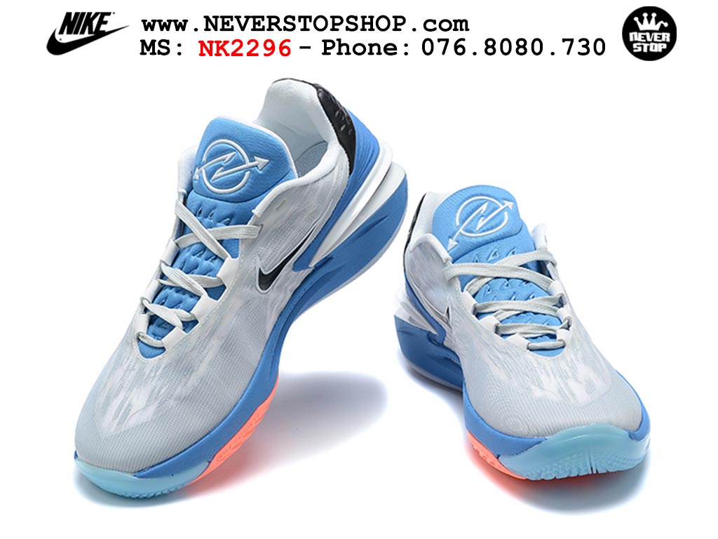 Giày bóng rổ nam Nike Zoom GT Cut 2 Trắng Xanh Dương hàng đẹp siêu cấp replica 1:1 giá rẻ tại NeverStop Sneaker Shop Hồ Chí Minh
