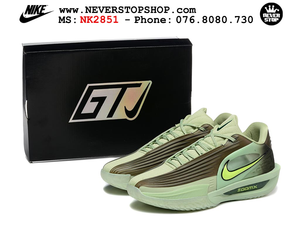 Giày bóng rổ outdoor Nike Zoom GT Cut 3 Turbo Xanh Lá Nâu hàng đẹp siêu cấp replica 1:1 best quality giá rẻ tại NeverStop Sneaker Shop Hồ Chí Minh
