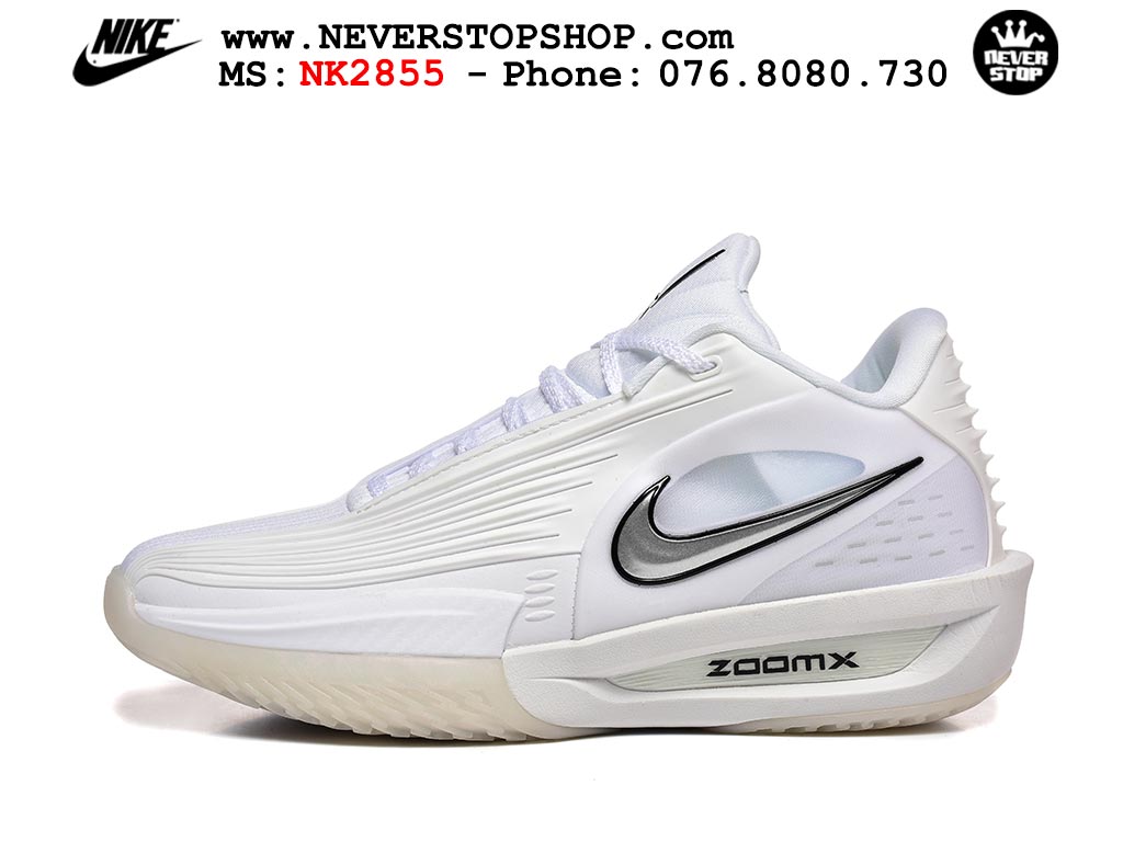 Giày bóng rổ outdoor Nike Zoom GT Cut 3 Turbo Trắng Xám hàng đẹp siêu cấp replica 1:1 best quality giá rẻ tại NeverStop Sneaker Shop Hồ Chí Minh