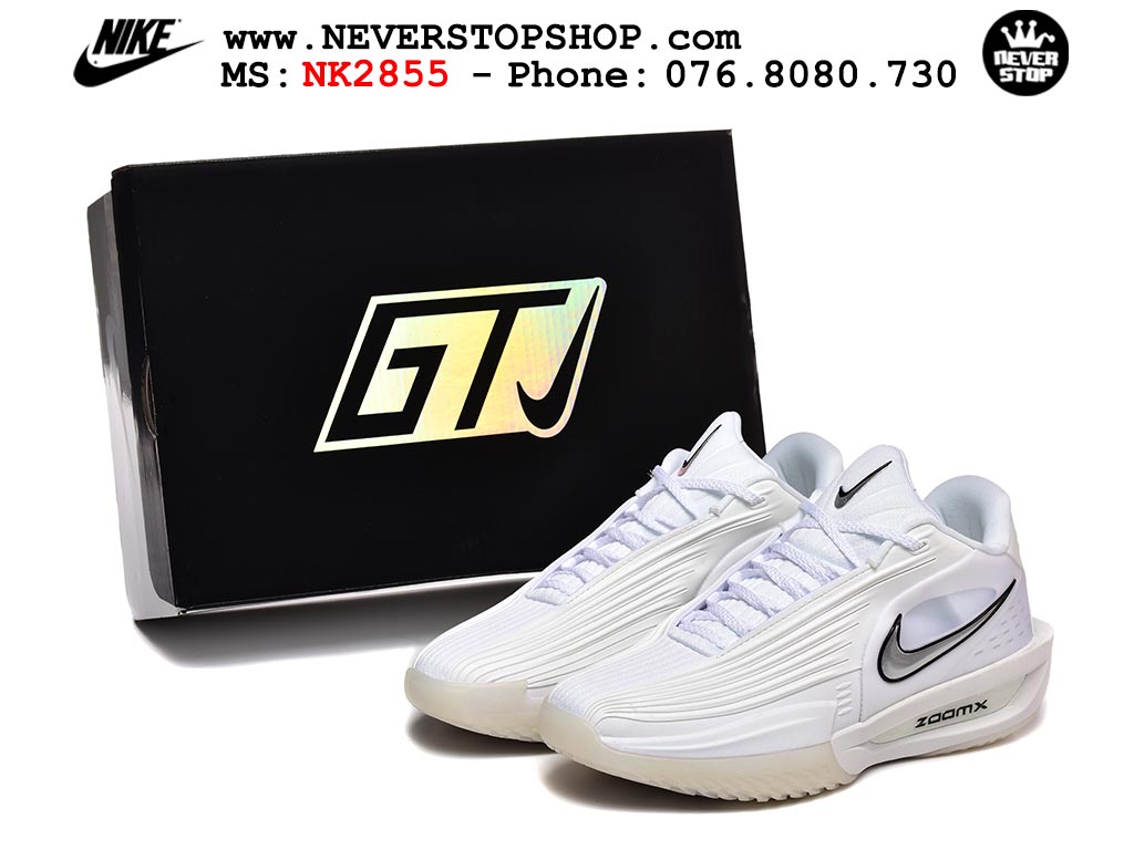 Giày bóng rổ outdoor Nike Zoom GT Cut 3 Turbo Trắng Xám hàng đẹp siêu cấp replica 1:1 best quality giá rẻ tại NeverStop Sneaker Shop Hồ Chí Minh