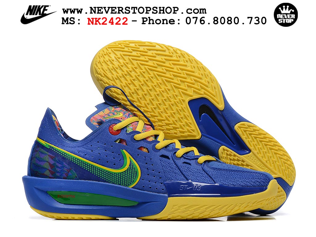 Giày bóng rổ outdoor Nike Zoom GT Cut 3 Xanh Dương Vàng hàng đẹp siêu cấp replica 1:1 giá rẻ tại NeverStop Sneaker Shop Hồ Chí Minh