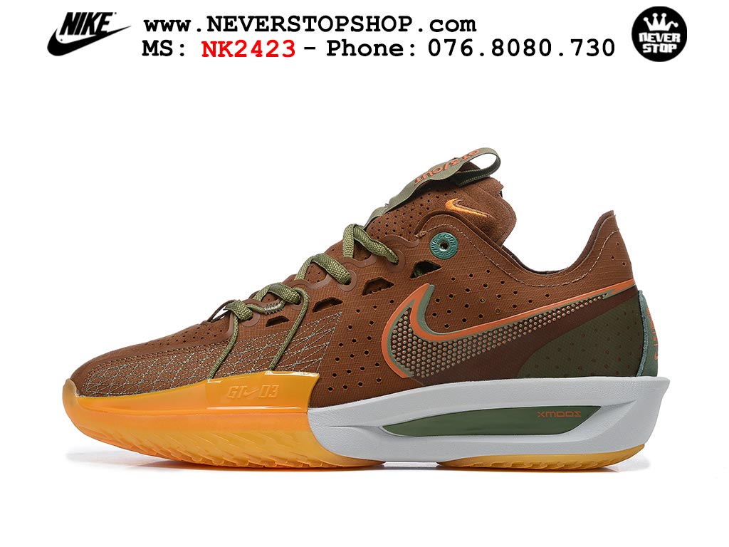 Giày bóng rổ outdoor Nike Zoom GT Cut 3 Nâu Trắng hàng đẹp siêu cấp replica 1:1 giá rẻ tại NeverStop Sneaker Shop Hồ Chí Minh