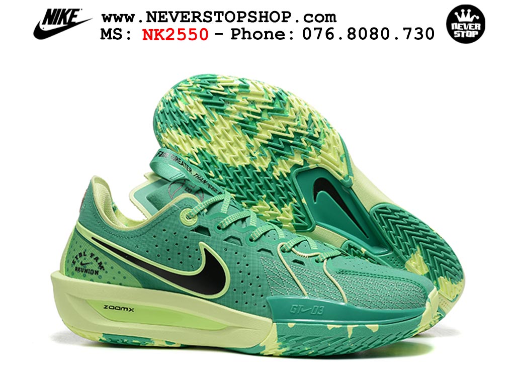 Giày bóng rổ outdoor Nike Zoom GT Cut 3 Xanh Lá Vàng hàng đẹp siêu cấp replica 1:1 giá rẻ tại NeverStop Sneaker Shop Hồ Chí Minh