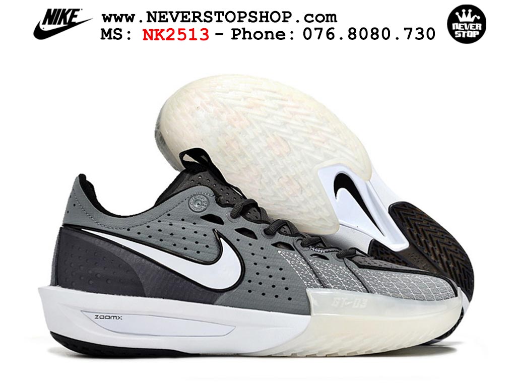 Giày bóng rổ outdoor Nike Zoom GT Cut 3 Xám Trắng hàng đẹp siêu cấp replica 1:1 giá rẻ tại NeverStop Sneaker Shop Hồ Chí Minh