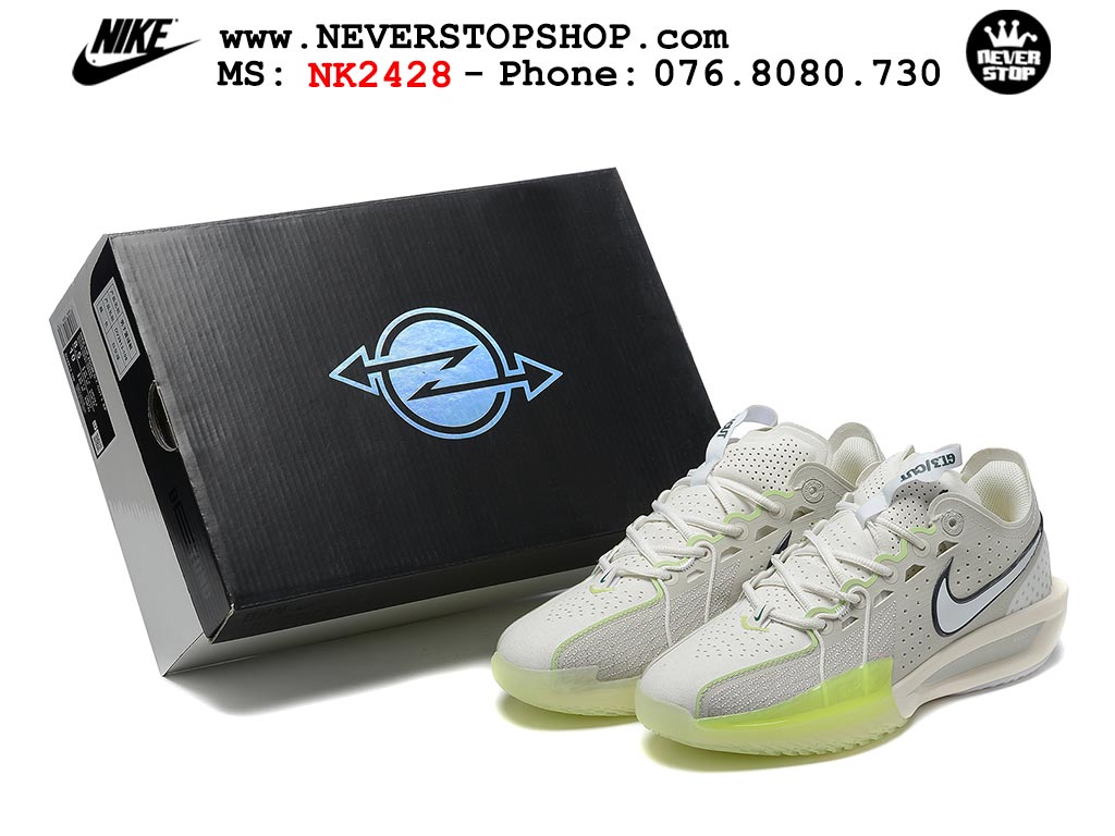 Giày bóng rổ outdoor Nike Zoom GT Cut 3 Xám Xanh Lá hàng đẹp siêu cấp replica 1:1 giá rẻ tại NeverStop Sneaker Shop Hồ Chí Minh