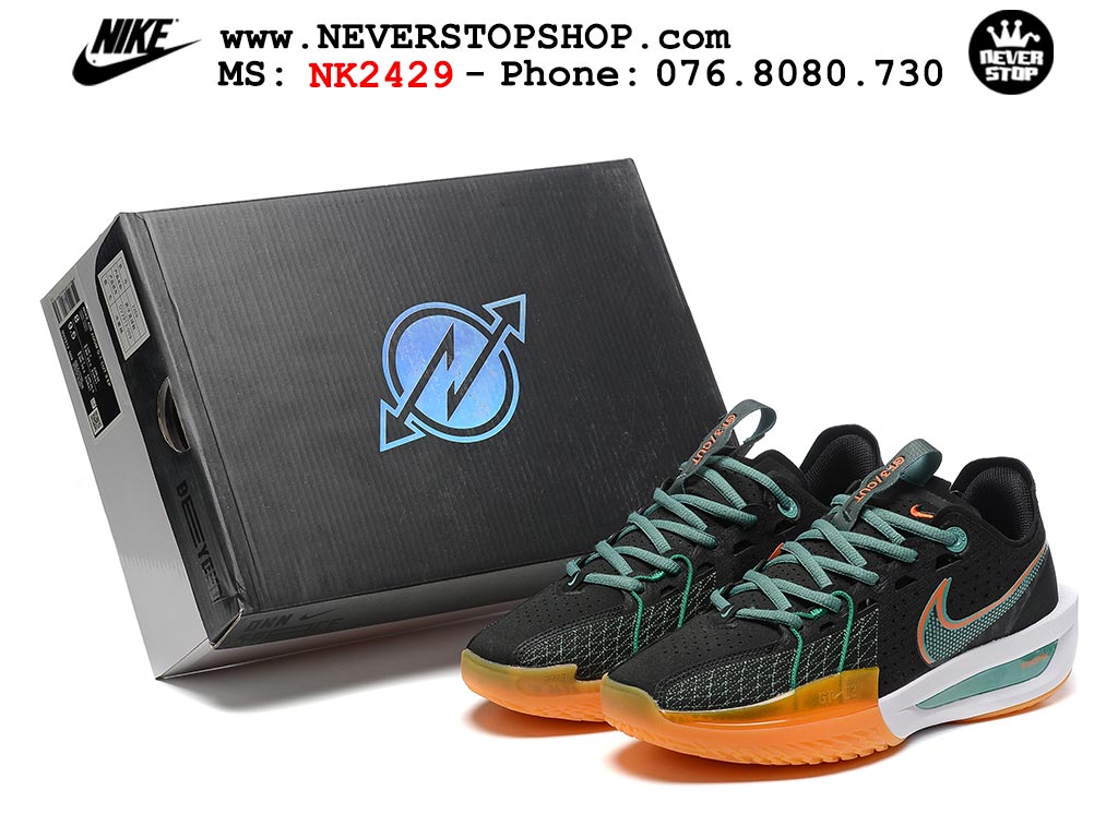 Giày bóng rổ outdoor Nike Zoom GT Cut 3 Đen Cam hàng đẹp siêu cấp replica 1:1 giá rẻ tại NeverStop Sneaker Shop Hồ Chí Minh