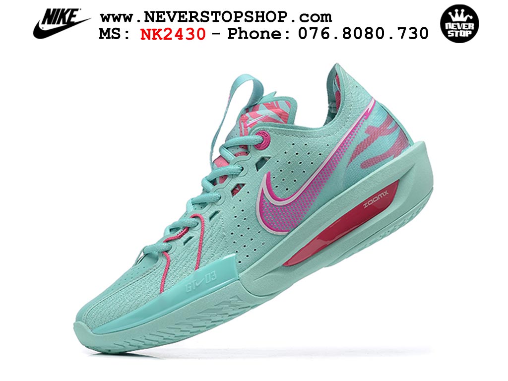 Giày bóng rổ outdoor Nike Zoom GT Cut 3 Xanh Hồng hàng đẹp siêu cấp replica 1:1 giá rẻ tại NeverStop Sneaker Shop Hồ Chí Minh