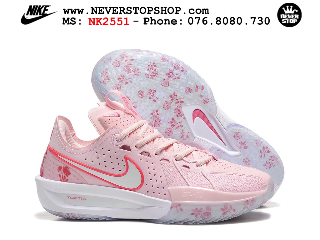 Giày bóng rổ outdoor Nike Zoom GT Cut 3 Hồng Trắng hàng đẹp siêu cấp replica 1:1 giá rẻ tại NeverStop Sneaker Shop Hồ Chí Minh