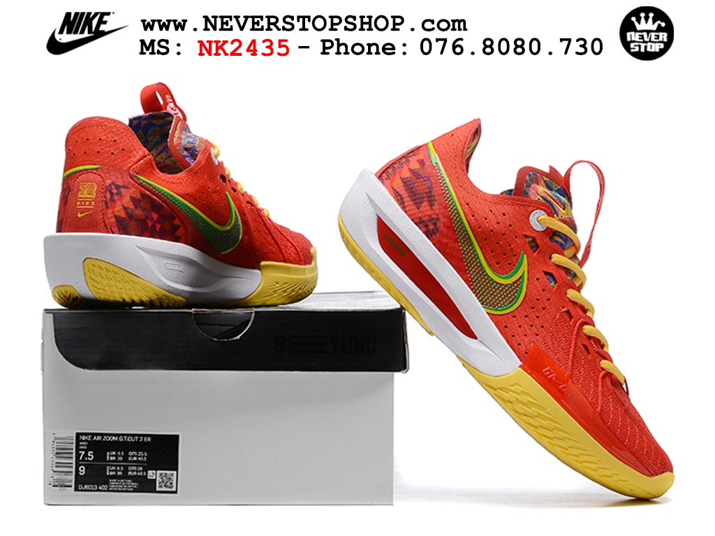 Giày bóng rổ outdoor Nike Zoom GT Cut 3 Đỏ Vàng hàng đẹp siêu cấp replica 1:1 giá rẻ tại NeverStop Sneaker Shop Hồ Chí Minh