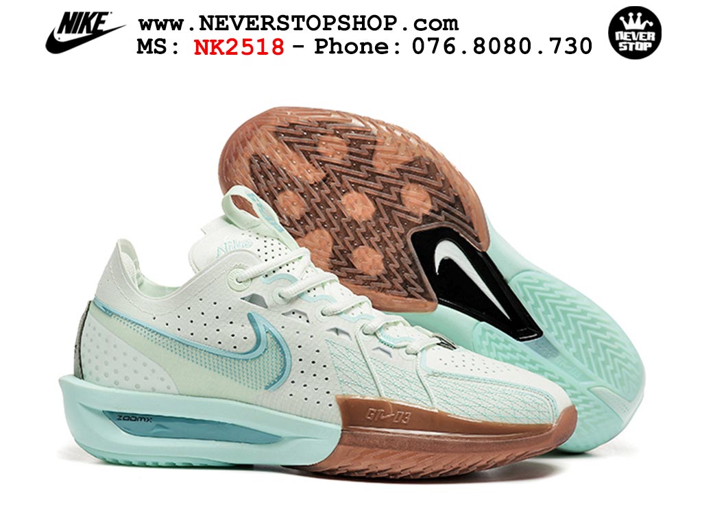 Giày bóng rổ outdoor Nike Zoom GT Cut 3 Xanh Nâu hàng đẹp siêu cấp replica 1:1 giá rẻ tại NeverStop Sneaker Shop Hồ Chí Minh