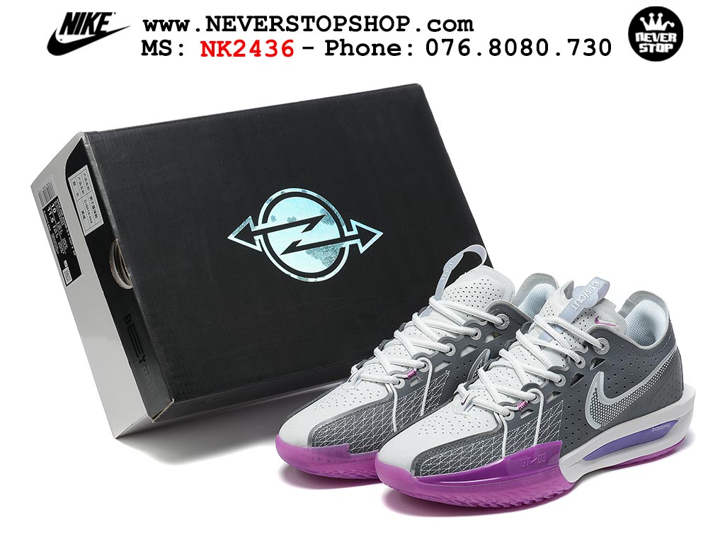 Giày bóng rổ outdoor Nike Zoom GT Cut 3 Xám Tím hàng đẹp siêu cấp replica 1:1 giá rẻ tại NeverStop Sneaker Shop Hồ Chí Minh