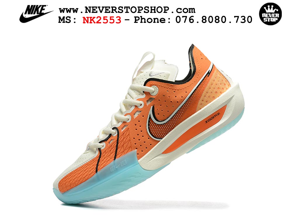 Giày bóng rổ outdoor Nike Zoom GT Cut 3 Cam Trắng hàng đẹp siêu cấp replica 1:1 giá rẻ tại NeverStop Sneaker Shop Hồ Chí Minh