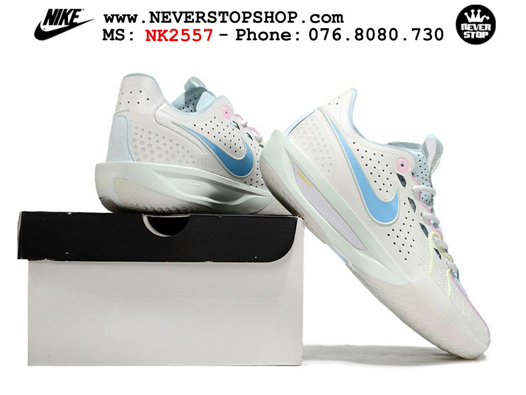 Giày bóng rổ outdoor Nike Zoom GT Cut 3 Trắng Xanh Dương hàng đẹp siêu cấp replica 1:1 giá rẻ tại NeverStop Sneaker Shop Hồ Chí Minh