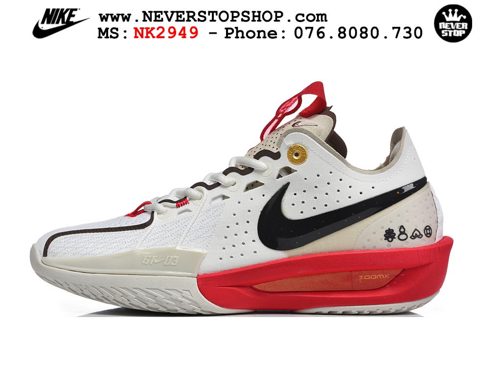 Giày bóng rổ outdoor Nike Zoom GT Cut 3 Trắng Đỏ hàng đẹp siêu cấp replica 1:1 giá rẻ tại NeverStop Sneaker Shop Hồ Chí Minh