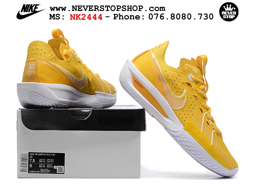 Giày bóng rổ outdoor Nike Zoom GT Cut 3 Vàng Trắng hàng đẹp siêu cấp replica 1:1 giá rẻ tại NeverStop Sneaker Shop Hồ Chí Minh