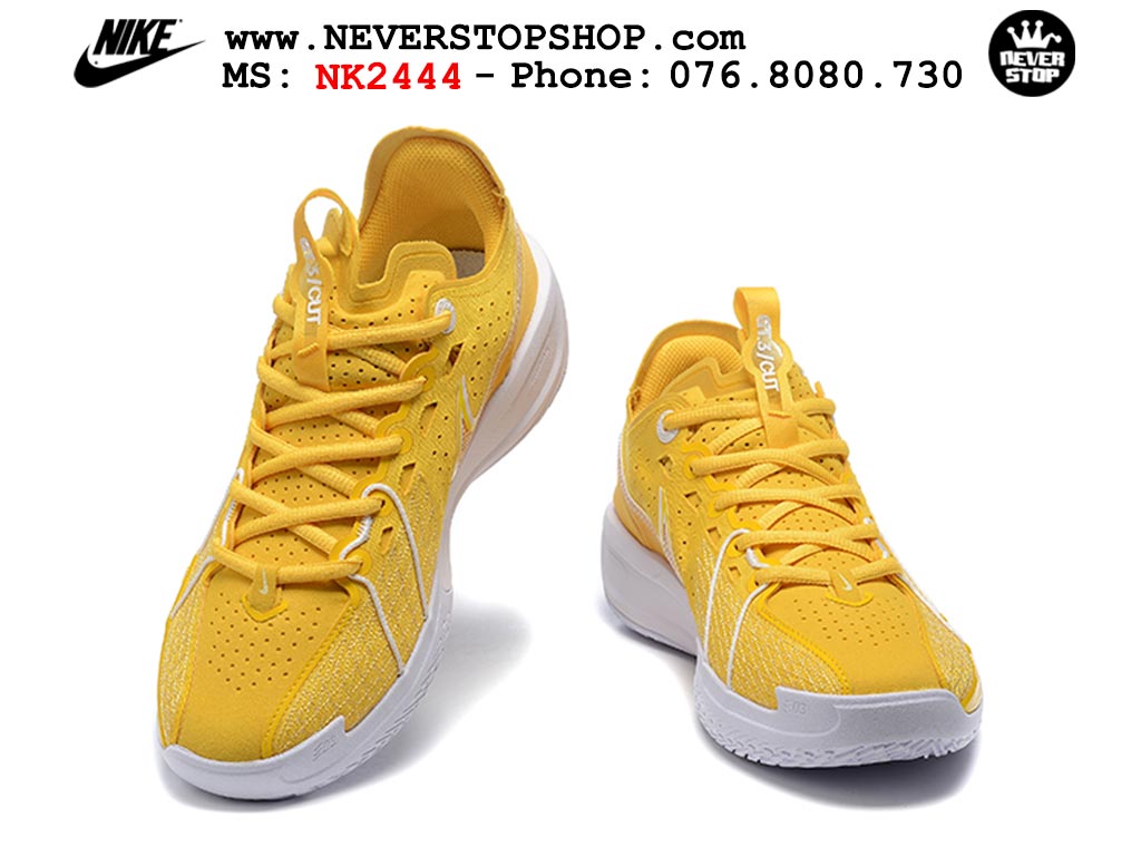 Giày bóng rổ outdoor Nike Zoom GT Cut 3 Vàng Trắng hàng đẹp siêu cấp replica 1:1 giá rẻ tại NeverStop Sneaker Shop Hồ Chí Minh